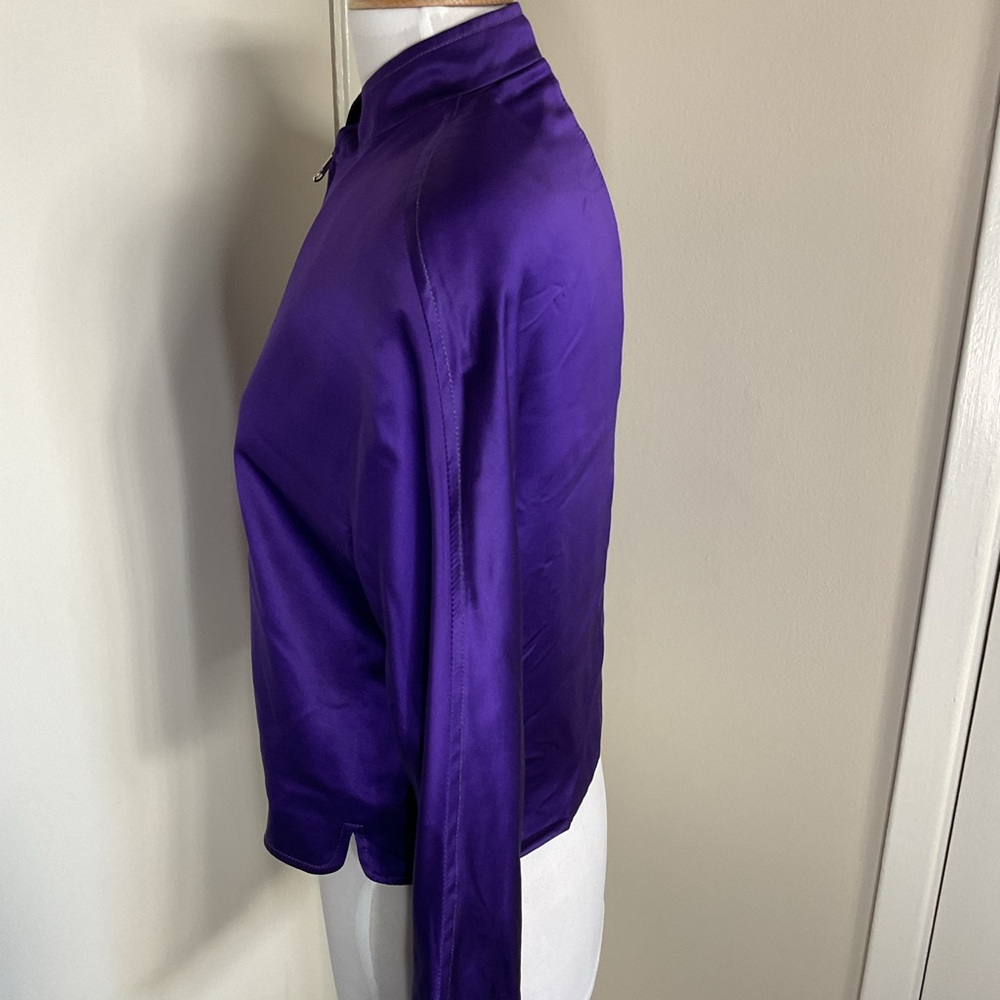 Vintage St. John Purple Bomber Jacket M Medium Griffith Gray Zip Designer Luxury - Picture 7 of 9